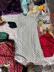 Elegant White Printed Anarkali Kurta