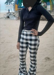 Checked Flare Pants