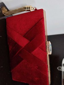 Elegant Red Velvet Clutch Bag