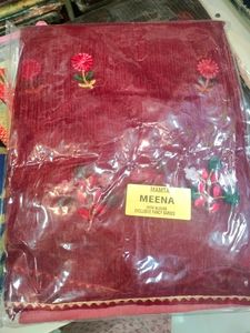 Tissue Fabric Saree With Embroidery Work Design