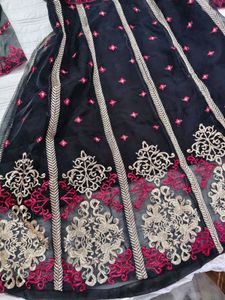 Elegant Embroidered Black Kurta Set