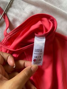 mark &amp; spencer Coral Ruched Bikini Top