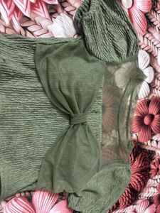 Olive Green Textured Blouse