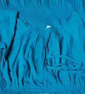 Teal Pleated Top