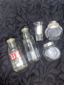 Assorted Glass Bottles &amp; Jar Set