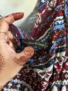 Boho Geometric Print Flutter Sleeve Top