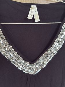 Black Sleeveless Top with Sequins