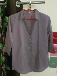 FREE DELIVERY! Greyish Purple Deep Neck Shirt