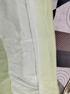 White Kurta Set with Green Embroidery