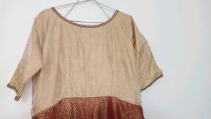 Golden &amp; Maroon Full Partywear Ethnic Gown (44")