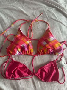 Y2K candy pink and plaid Bikini combo 🍭