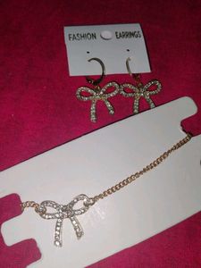 Bow Earrings &amp; Bracelet Set