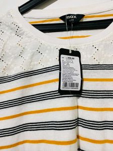 Striped Long Sleeve Top with Lace Detail