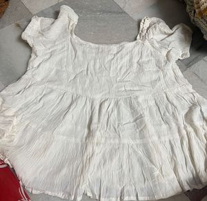 White Tiered Square Neck Top