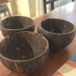 Set of 2 Natural Coconut Shell Bowls