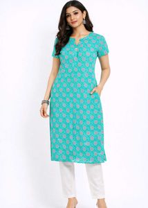 Elegant Turquoise Printed Kurta