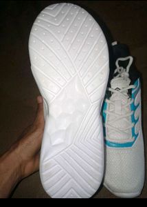 New White &amp; Teal Athletic Running Shoes