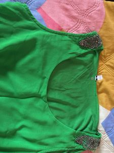 Bright green georgette skater dress