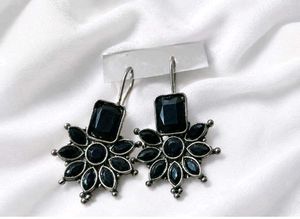 Stylish Black Stone Dangle Earrings