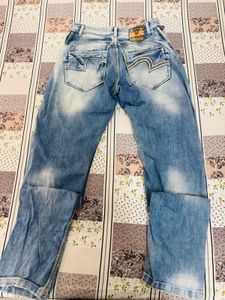 Spykar Men's Blue Distressed Wash Jeans
