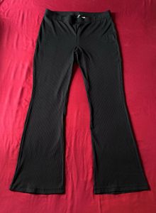 H&amp;M Black Ribbed Flare Pants