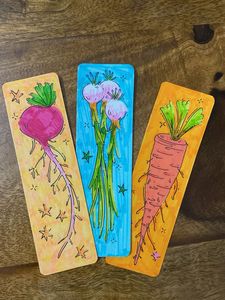 Handmade Vegetable Art Bookmarks (Set of 3)