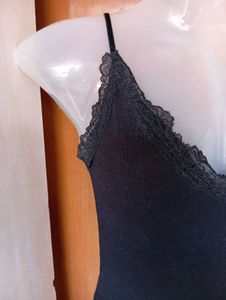 Black Lace Trim Camisole Top