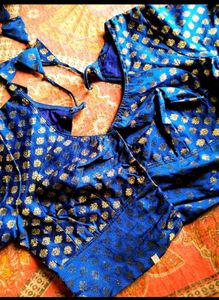 UnUsed ExquisiteRoyalBlu BrocadeBlouse-40"BustSiz