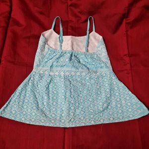 Boho Blue Peplum Tank Top