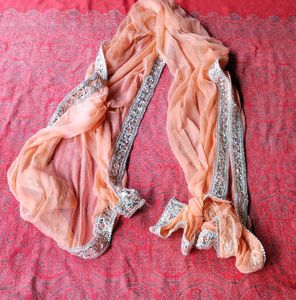 Peach Embroidered Kurta Set with Dupatta