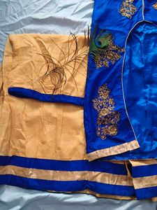 Royal Blue Kurta Set with Gold Embellishments
