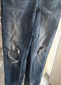 Distressed Blue Denim Jeans Zara