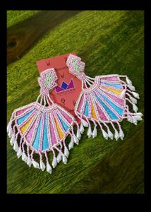 3 sets of Boho Beaded Floral Mirror Earrings