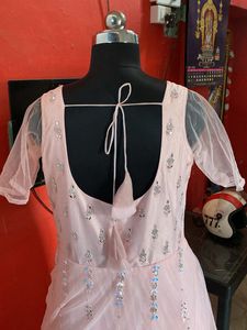 Stunning Pink Sequined Gown with shawl