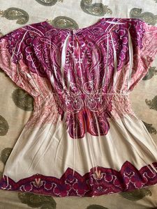Pink And White Printed Top