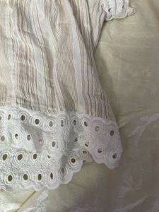 White Eyelet Trim Striped Tank Top
