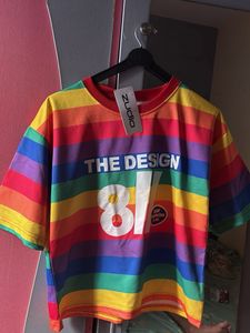 Rainbow Stripe Graphic T-Shirt and jeans