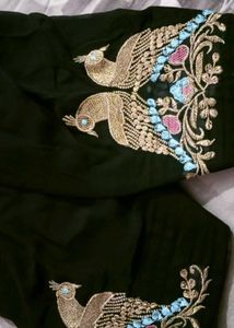 Beautiful Sky Blue and black partywear suit set