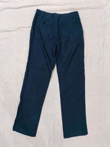 Classic Dark Blue Cotton Linen Trousers