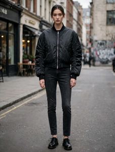 Korean Cropped Black Bomber Jacket | Unisex|