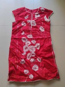 Red Floral Print Kurta