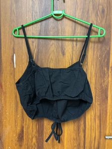 Stylish Black Crop Top with Tie-up