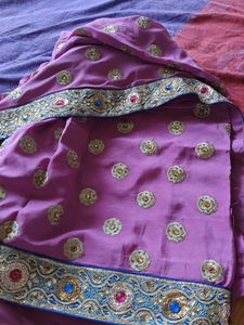 Elegant Purple Embroidered Saree