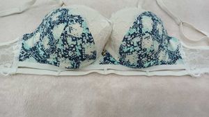 Stylish White &amp; Blue Snake Print Bra