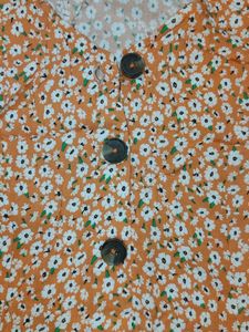 Orange 🧡 Floral Button-Up Mini Dress