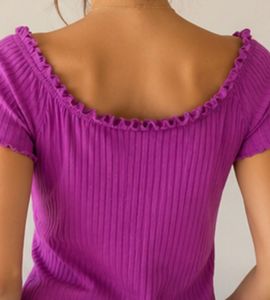 Purple Off-Shoulder Ruched Top