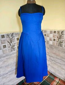 Vibrant Blue Fit &amp; Flare Midi Dress