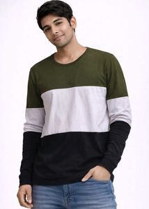 Men's Color Block Long Sleeve T-Shirt