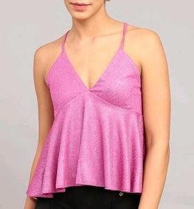 Shein Spaghetti Strap Shimmer Criss-Cross Top 🩷
