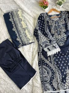 Elegant Navy Blue Kurta Set with Dupatta